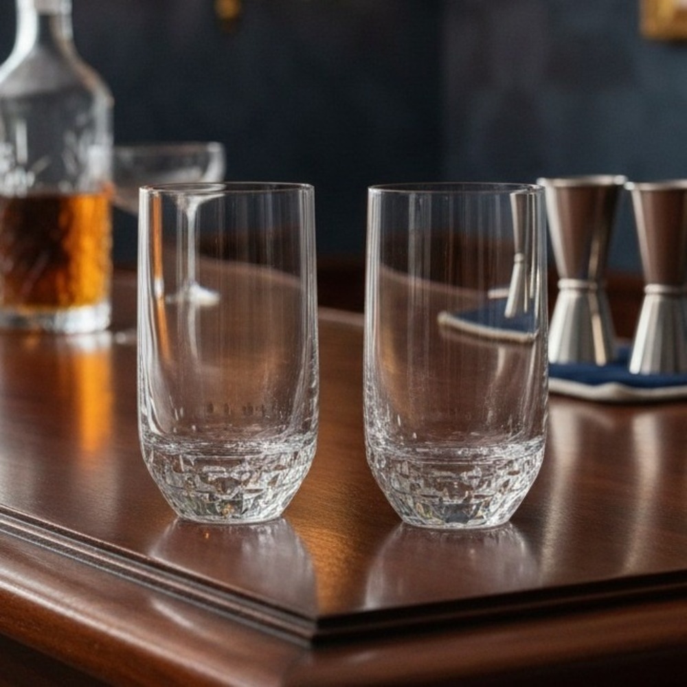 Mikasa Broadway Highball Glasses, Set of 2, Vintage Clear Tumblers, Drinkware